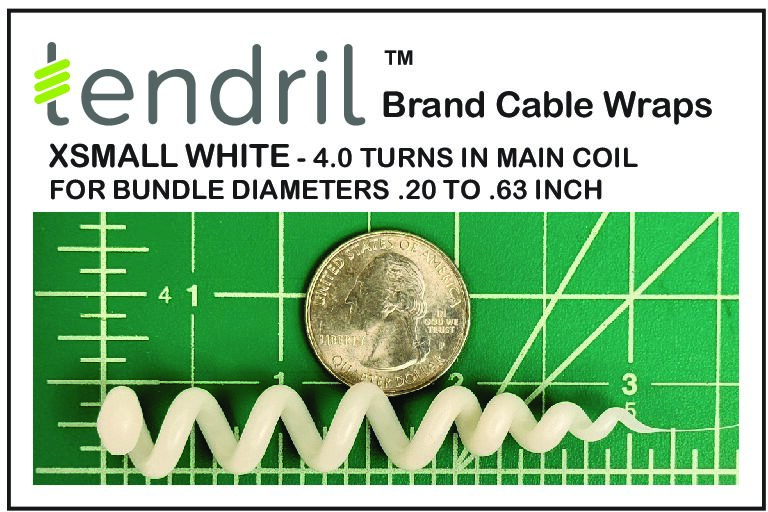 Extra Small White Tendril™ Brand Cable Wraps 10 Pack